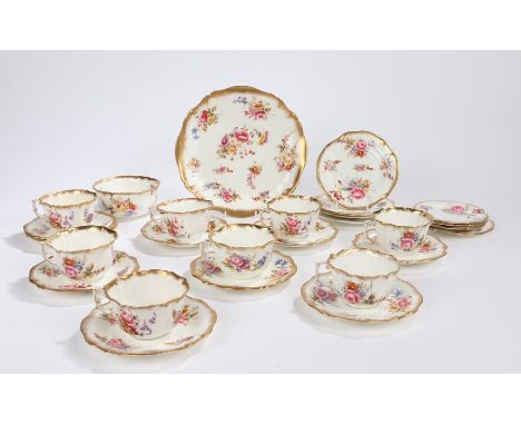 Hammersley &amp; Co part tea service, 'Dresden Sprays', with floral and gilded decorations, consisting of eight cups, saucers