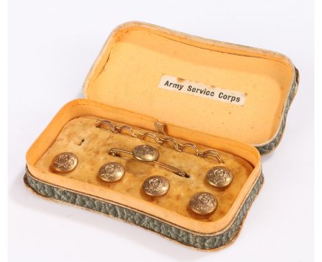 Army Service Corps dress buttons and pin (one button missing)