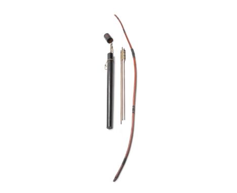 A NEGORO-STYLE LACQUER YUMI (LONGBOW) TOGETHER WITH SIX ARROWSEdo period (1615-1868) or Meiji era (1868-1912), mid/late 19th 