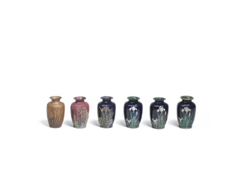 SIX DEMONSTRATION VASES SHOWING STAGES OF THE CLOISONNÉ-ENAMELLING PROCESSMeiji (1868-1912) or Taisho (1912-1926) era, early 