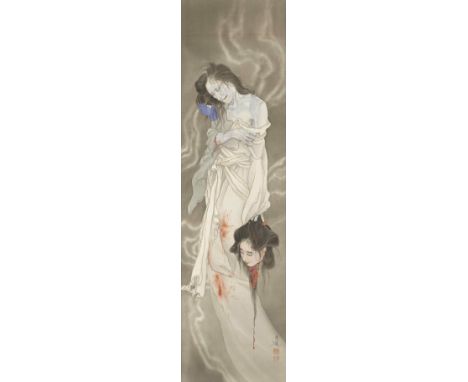 ITO HIKOZO (1903-2004)The Older Wife's Revenge Showa era (1926-1989), mid-20th centuryKakejiku (hanging scroll), ink, colours