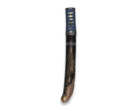 A KOSHIRA-E (MOUNTING) FOR A TANTO (DAGGER)Edo period (1615-1868), 19th centuryThe saya (scabbard) finished in polished brown