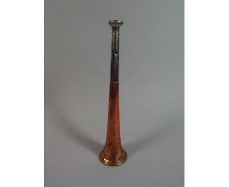 A Copper and Silver Plated Hunting Horn by R J Ward and Sons, Liverpool, 27cm High  