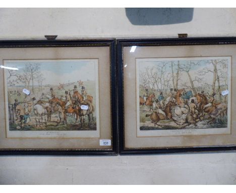 A Pair of 19th Century Coloured Hunting Prints, Crowding a Gap and a Check 