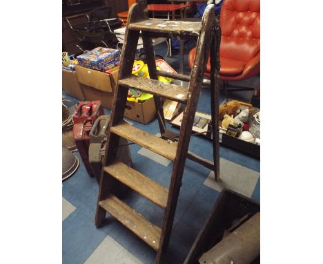 A Vintage Five Step Wooden Step Ladder 