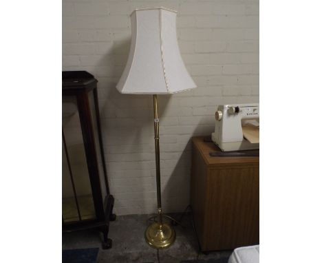 A Brass Standard Brass Lamp with Shade 