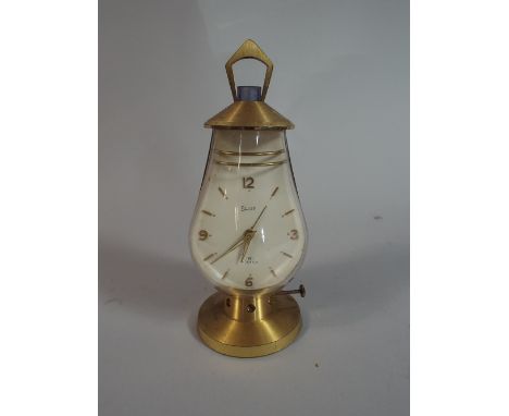 A 1970's Swiza Lantern Mantel Clock with Seven Jewel Movement, 17cm high 