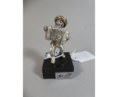 An Israeli Silver Figure of Accordion Player, 8cm High 