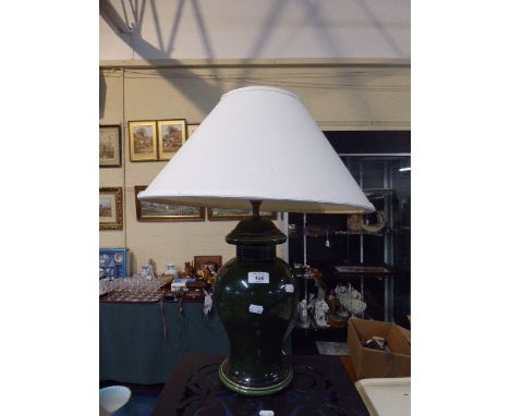 A Green Glazed Ceramic Table Lamp 