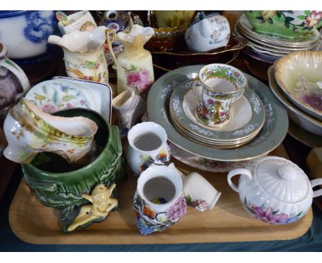 A Tray of Ceramics to Include Fruit Set, Jugs, Mintons Dish, Copeland Spode Tyg