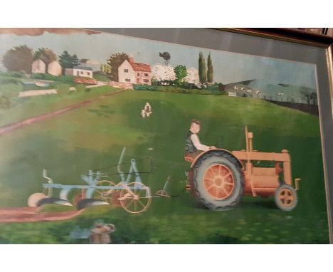 Kenneth Rowntree - Tractor in Landscape, 1945. School lithograph. A copy of this is housed in the Tate Britain Prints and Dra