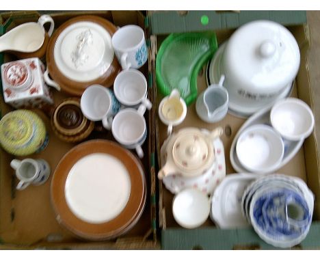 Mid Century Mixed ceramics - dinner service, Masons blue/white etc.Including Cheese Dome and assorted tea pots.&nbsp;