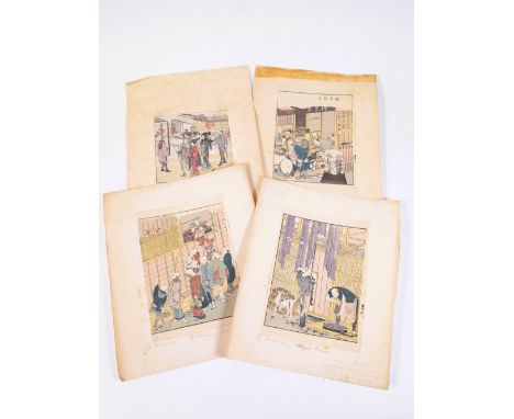 FOUR JAPANESSE WOODBLOCK PRINTS DEPICTING FIGURES (4)
