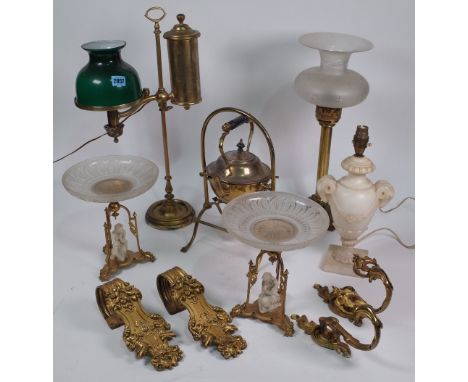 A QUANTITY OF COLLECTABLES  (9)To include; a satinwood inlaid box, a pair of victorian style tazza, two pairs of Rococo reviv