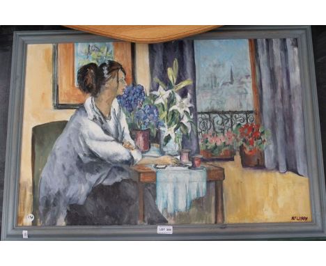 A 20th century oil on canvas portrait study, signed Mclaren in painted wooden frame