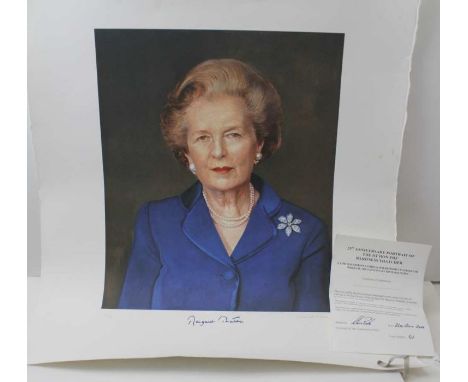 After Richard Stone, a limited edition unframed lithograph, portrait of the Rt Hon. The Baroness Thatcher, signed by the arti