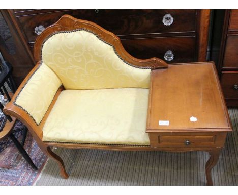 An upholstered hall bench telephone stand
