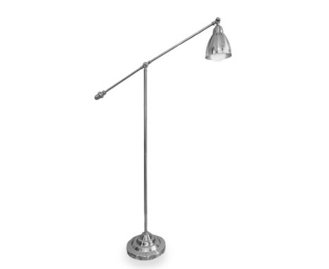 Floor lamp in chrome metal, swivel. H 150 cm
