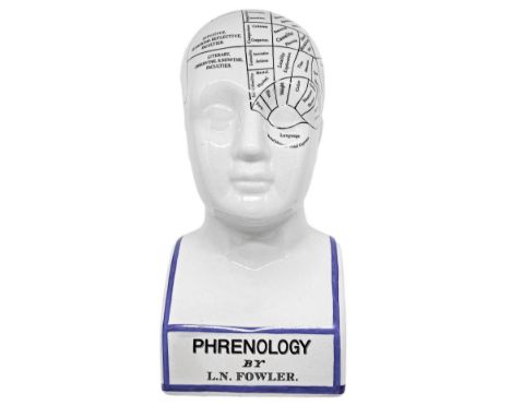 Ceramic Head, Phrenology by L.N. Fowler. H 29 cm