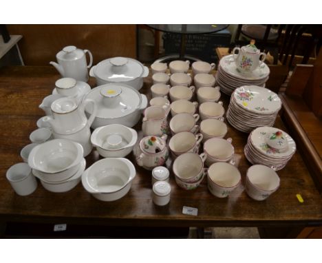 A Wedgwood gilt banded part tea / dinner service; and a Luneville floral decorated teaset