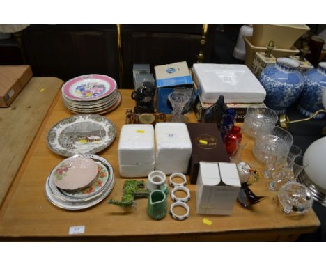 A quantity of decorative wall plates; including "Chelsea Flower Show"; various glassware to include "White Friars" xxx design