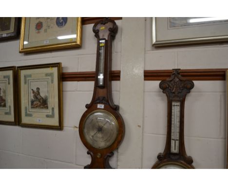 A Victorian walnut cased banjo barometer by Newson of Halesworth