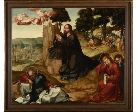 GREGÓRIO LOPES - 1490-1550, Jesus praying in the Garden of Olives, oil on oak wood, c. 1530, small restoration, support with 