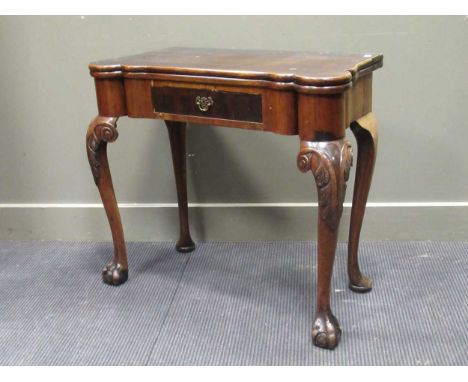 An 18th century and later mahogany fold over card table 71 x 81 x 39cmProvenance:Landwade Hall, Exning, Suffolk