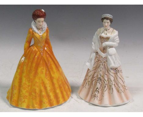 A Royal Doulton model of Queen Elizabeth I and another of Queen Elizabeth II, from the Young Queens Series, both boxed (2)