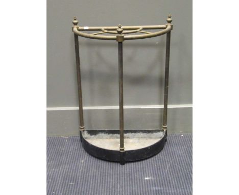 A late 19th/early 20th century brass umbrella/stick stand, 58cm high