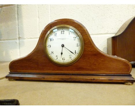 MANTLE CLOCK. Schierwater and Lloyd Ltd of Liverpool enamel faced small Napoleon mantle clock A/F 
