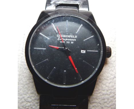 GLOBENFELD WRISTWATCH. Small gents Globenfeld Entrepreneur wristwatch on black ceramic strap