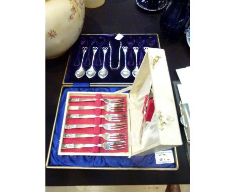 SILVER PLATED FLATWARE. Two boxed sets of silver plated flatware, one in complete 