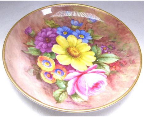 WORCESTER PIN DISH. Small floral Royal Worcester pin dish, D: 9 cm
