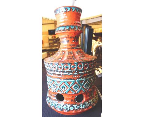 WEST GERMAN LAMP. West German side lamp with original shade H: 60 cm  CONDITION REPORT: Lamp base is in good condition with n