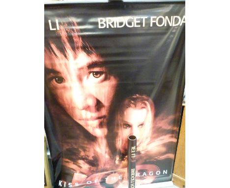KISS OF THE DRAGON POSTER. Original vinyl Kiss of the Dragon Jet Li film poster and a smaller paper version of the same, larg