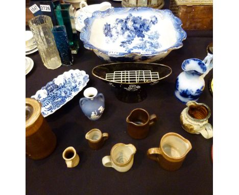 BURSLEM WASH BOWL. Large Doulton Burslem ceramic wash bowl and a quantity of other mixed ceramics, A/F CONDITION REPORT: The 