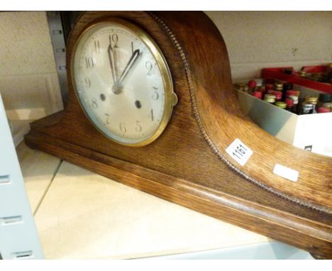 MANTLE CLOCK. Large oak cased Napoleon mantle clock A/F L: 52 cm 