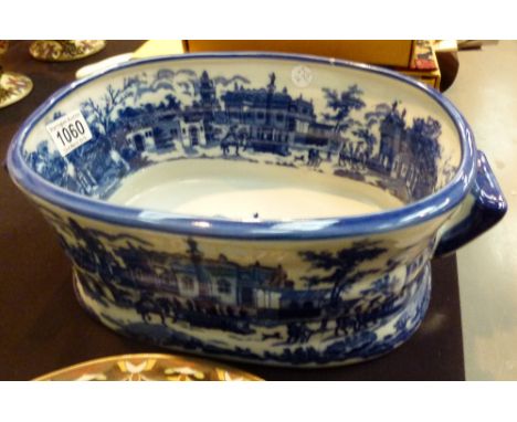 FLOW BLUE PLANTER. Flow blue planter, W: 47 cm