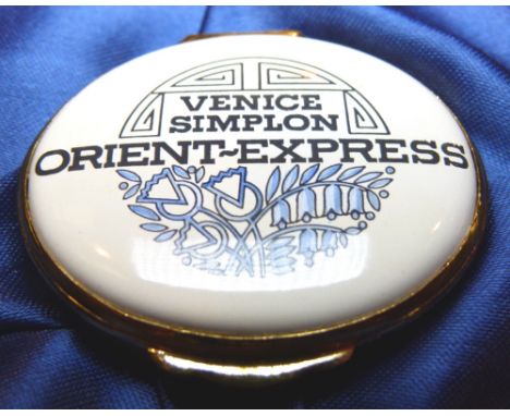 CRUMMELS ORIENT EXPRESS ENAMEL. Boxed Crummels Orient Express enamel pot