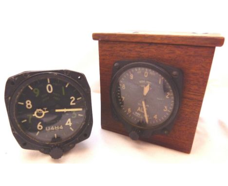 AIRCRAFT ALTIMETERS. Two Vintage aircraft Altimeters, one with Crows foot arrow to base 