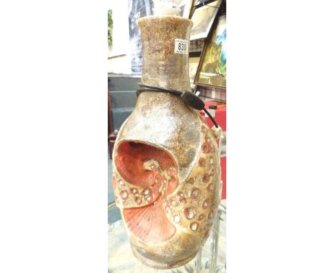 WEST GERMAN LAMP. West German double bulb lava glaze lamp 60 cm CONDITION REPORT: Base appears to be in good condition with n