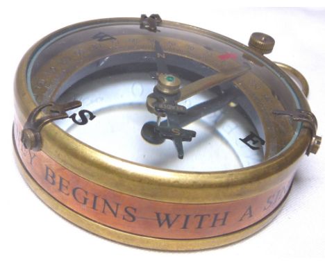 BRASS SUNDIAL. Spencer & Co London brass sundial Dia: 6.5 cm
