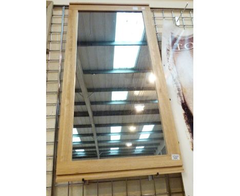 LIGHT OAK FRAMED MIRROR. Large oak framed mirror 46 x 100 cm