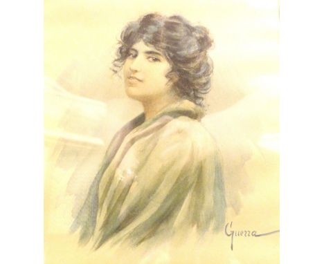 WATERCOLOUR PORTRAIT. Watercolour portrait of a lady signed Guezza 20 x 25 cm 