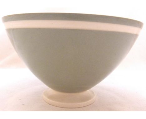 KEITH MURRAY BOWL. Keith Murray conical bowl in green with white band signed KM CONDITION REPORT: The item is in good conditi