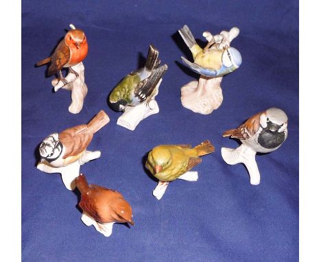 Seven Goebel pottery birds