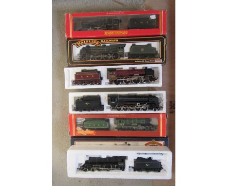 Six locomotives by Hornby and Bachmann comprising L.M.S. Class 8F, B.R. Class 9F, L.N.E.R. D49 Cheshire, N.E. B1, B.R. Royal 