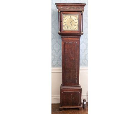 Longcase clock John Hough of Knutsford 11” brass square dial 30-hour movement in oak caseHough recorded as working in Nether 