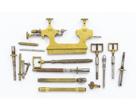 Clockmaker's tools Lantern chucks pin chucks and assorted items
